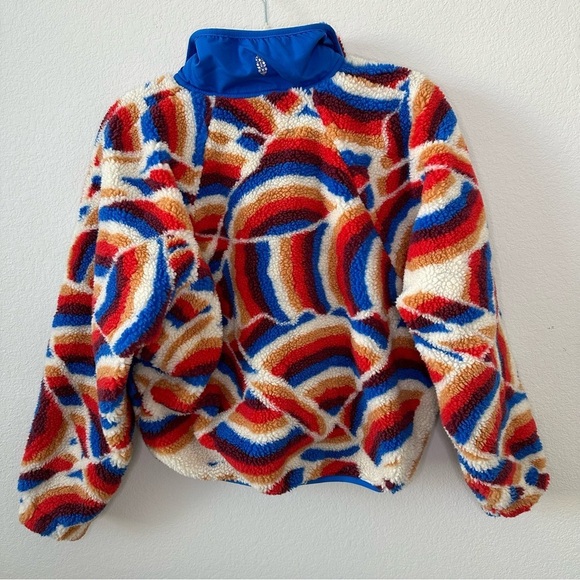 Free People hit the slopes printed pullover red rainbow xs - Picture 9 of 9